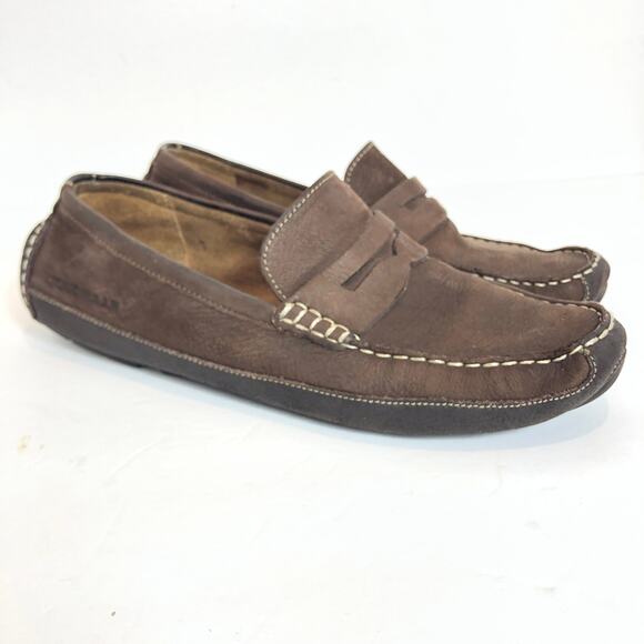 COLE HAAN - Men's Brown Leather Wyatt Penny Drivers Bracken Loafers - 9M - Picture 1 of 7